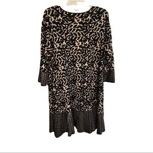 Taylor Woman Black & Cream Round Neck Cozy Sweater Dress Size 2X